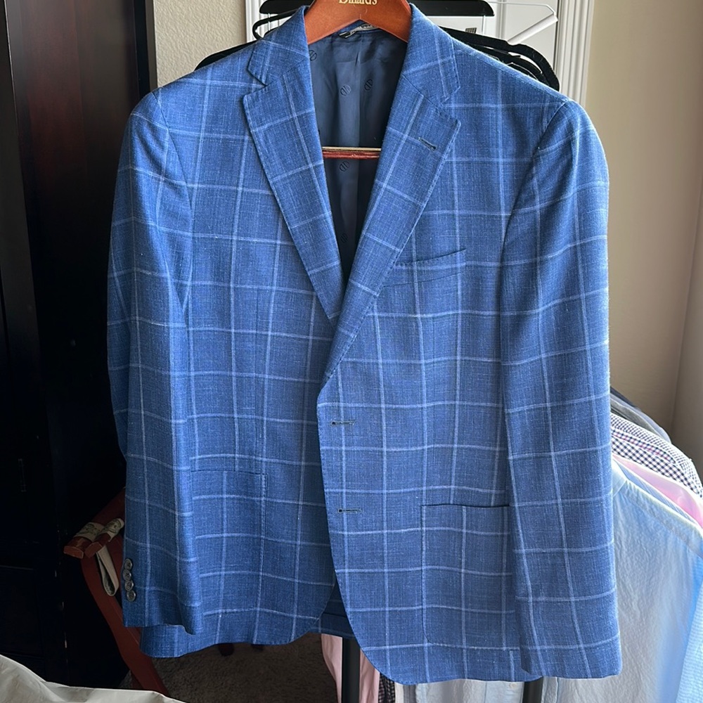 David Donahue blue windowpane sport coat.  New without tags.